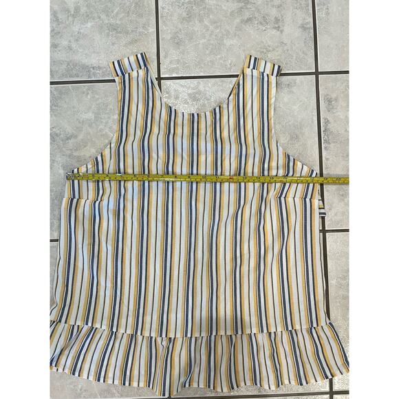 Andree by Unit Women's Sleeveless Yellow Denim Striped Tank Top Blouse Size M - Picture 6 of 7